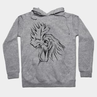 rooster handrawn head Hoodie